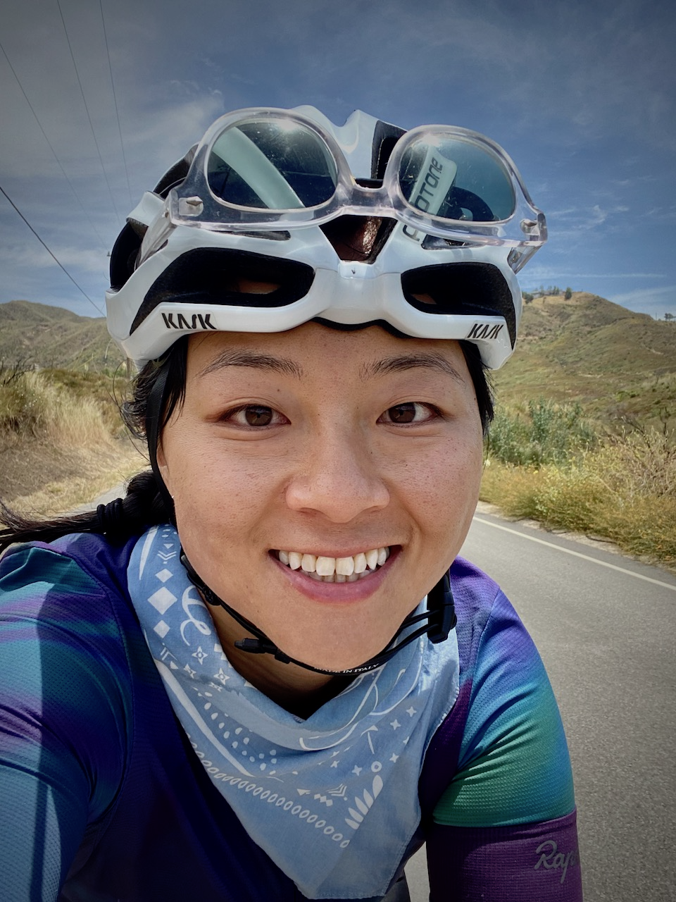 Su Lei riding a bicycle.